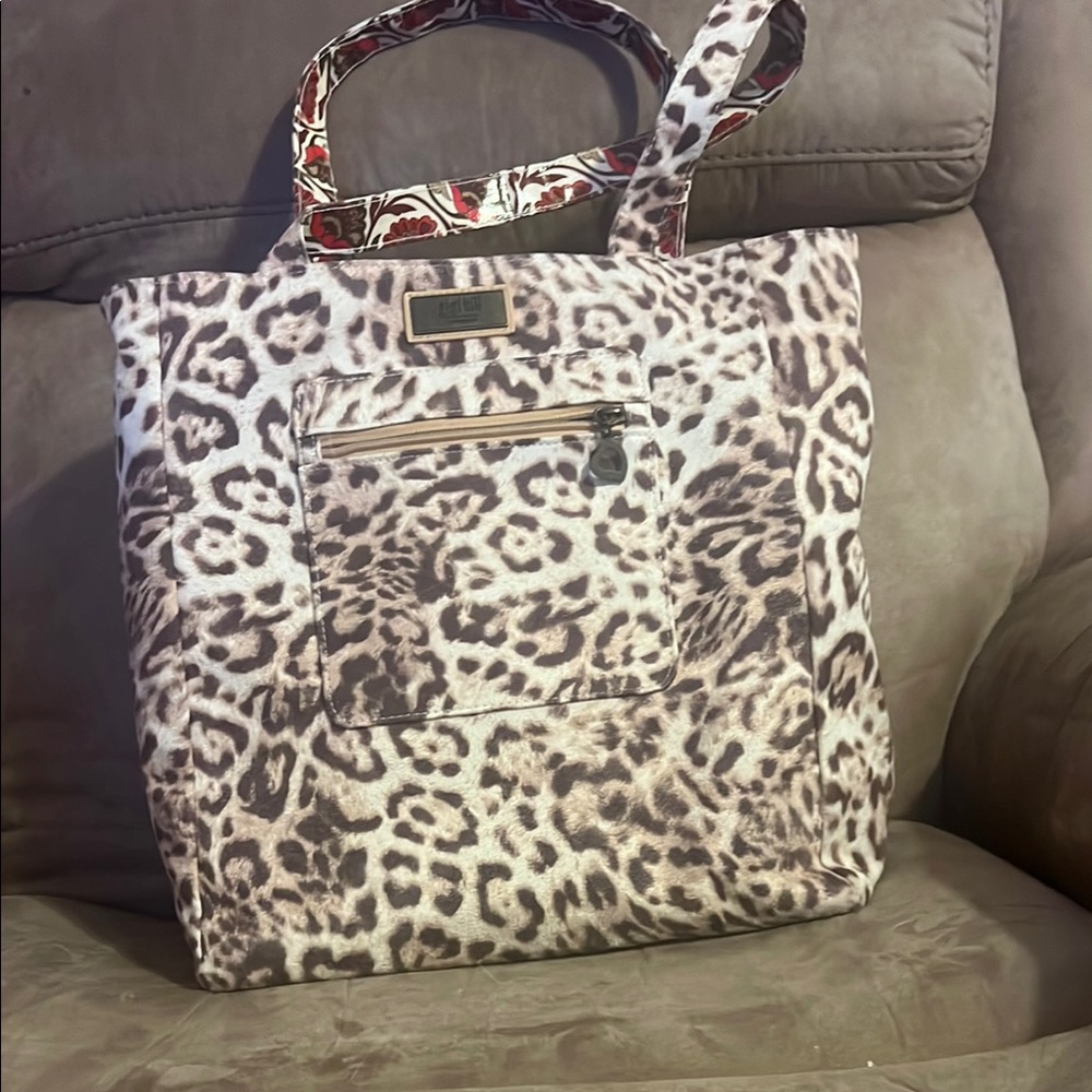 Reversible Leopard Print Tote Bag 12 inches wide and 12 inches long